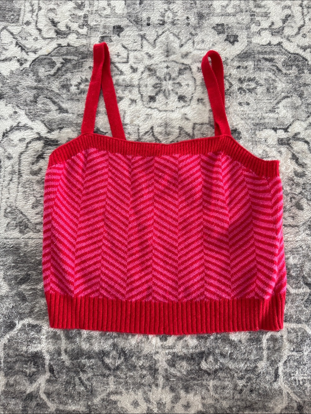 Sincerely Jules Pink & Red Chevron Knit Tank